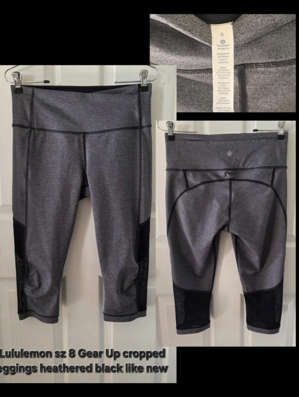 lululemon athletica Gray Heathered Gear Up Cropped Leggings (Size 8)